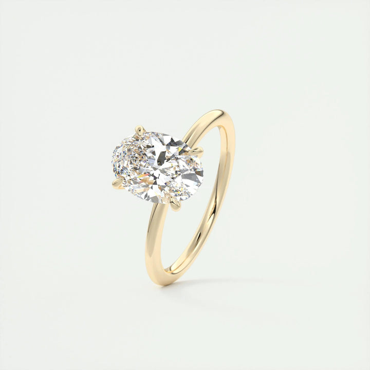 Oval cut solitaire engagement ring with IGI certified center diamond