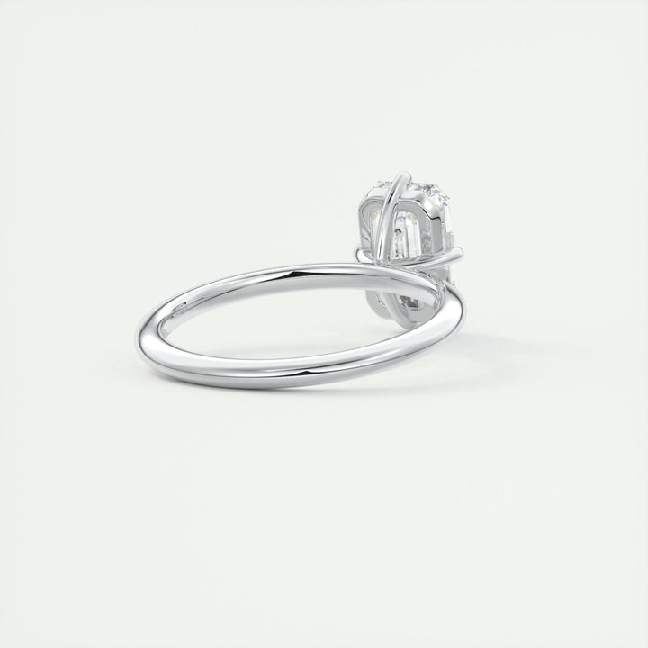 Handcrafted emerald cut solitaire lab grown diamond engagement ring