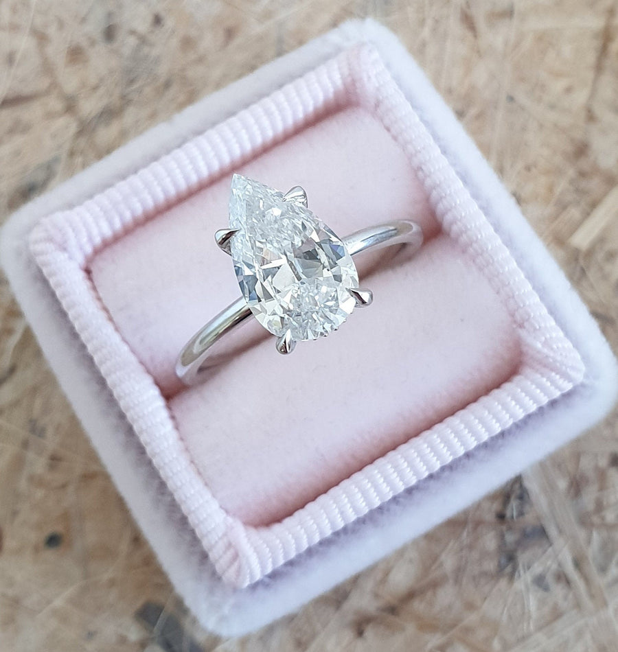 1.7CT pear hidden halo lab grown diamond engagement ring for sale