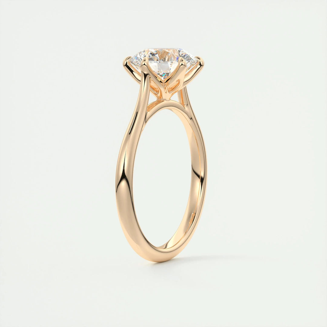 Top-down view of round cut pave engagement ring