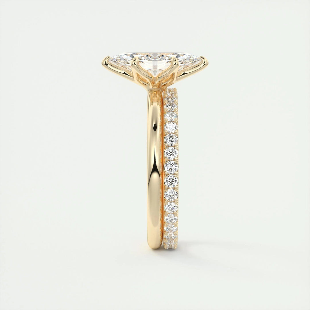 Marquise solitaire engagement ring photographed in natural light