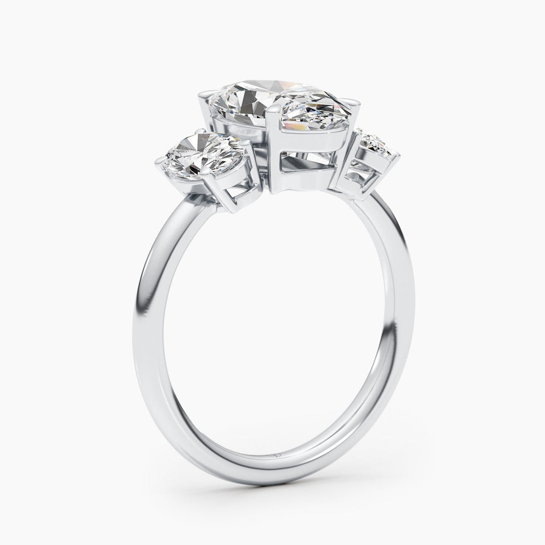 Oval three stone engagement ring with brilliant diamond sparkle