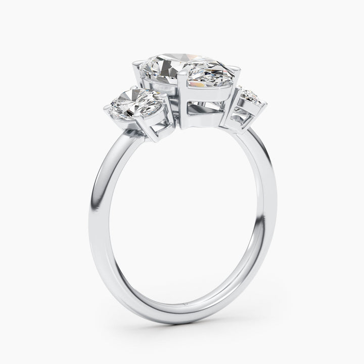 Oval three stone engagement ring with brilliant diamond sparkle