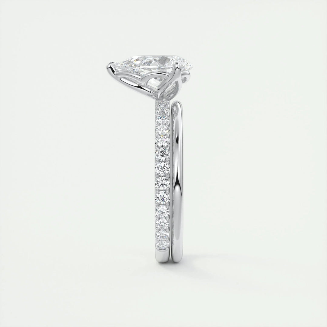 Pear pave engagement ring with IGI certificate and packaging