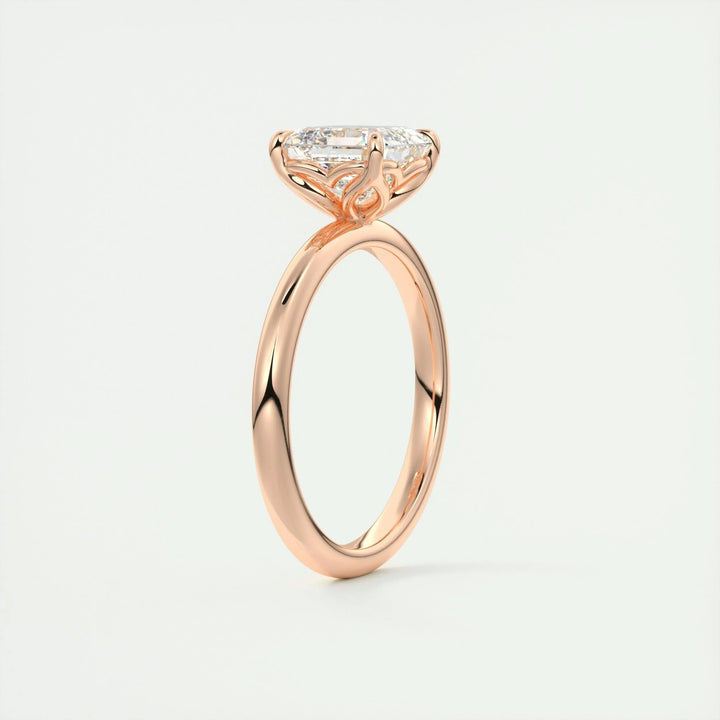Asscher solitaire ring set with an IGI graded diamond