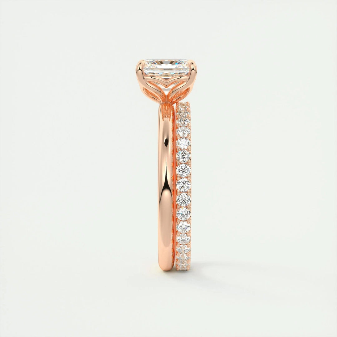 Asscher solitaire lab grown diamond ring fitted on finger