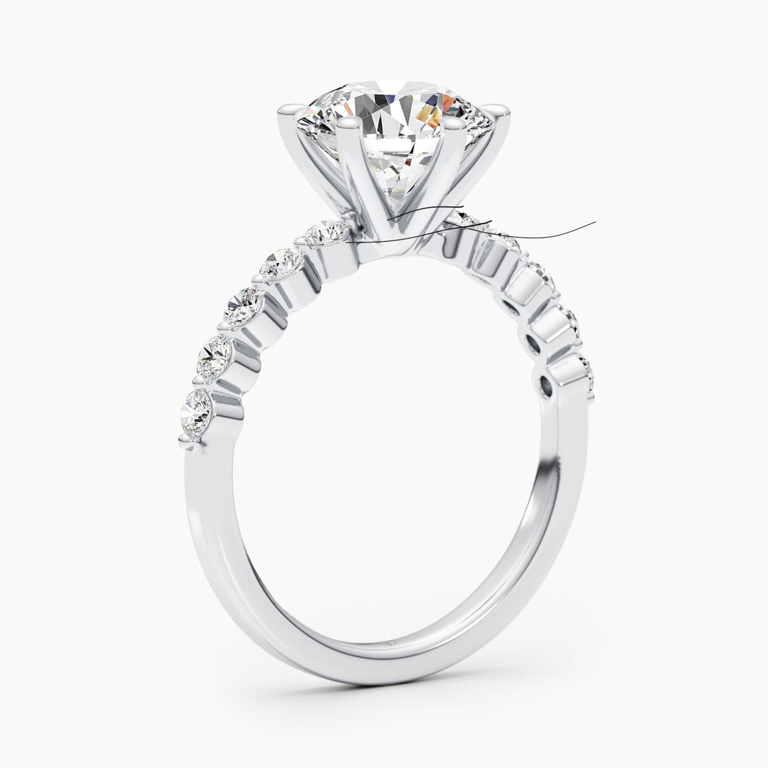 Premium round cut pave engagement ring crafted in solid gold