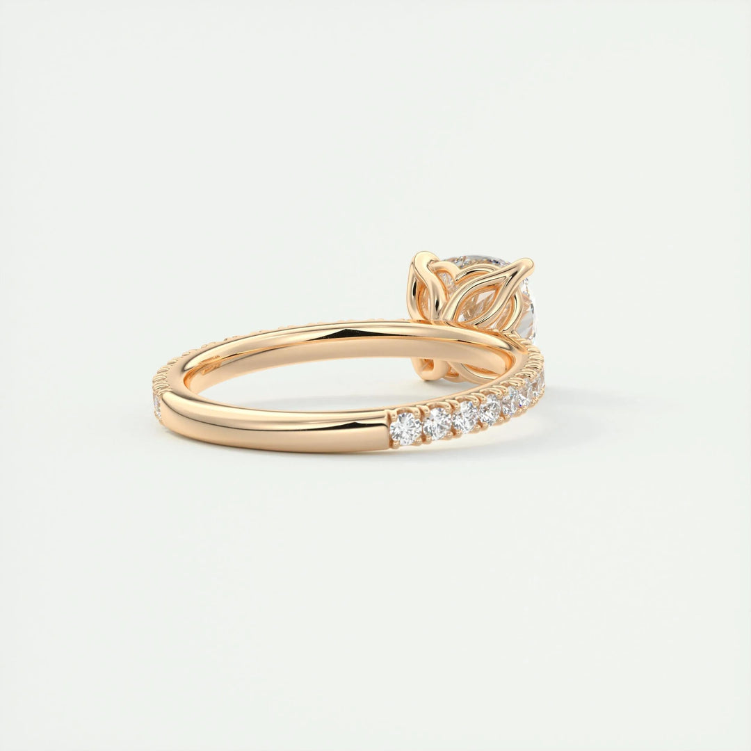 Cushion cut pave engagement ring with IGI certified center diamond