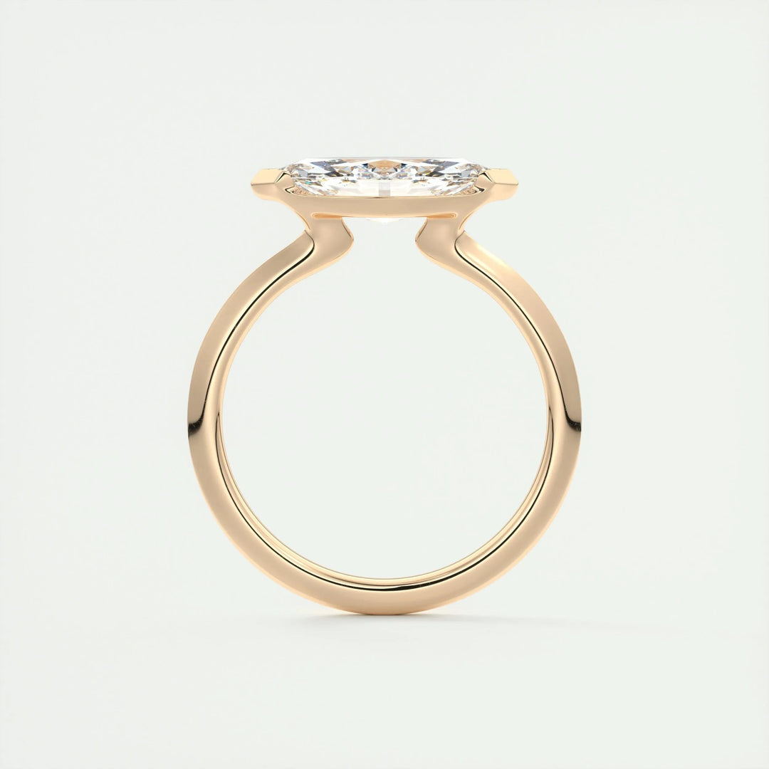 Profile view of marquise cut solitaire engagement ring band