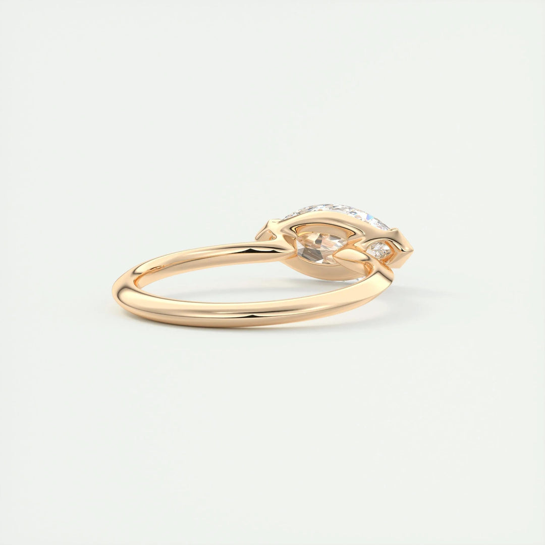 Marquise solitaire engagement ring viewed from the side