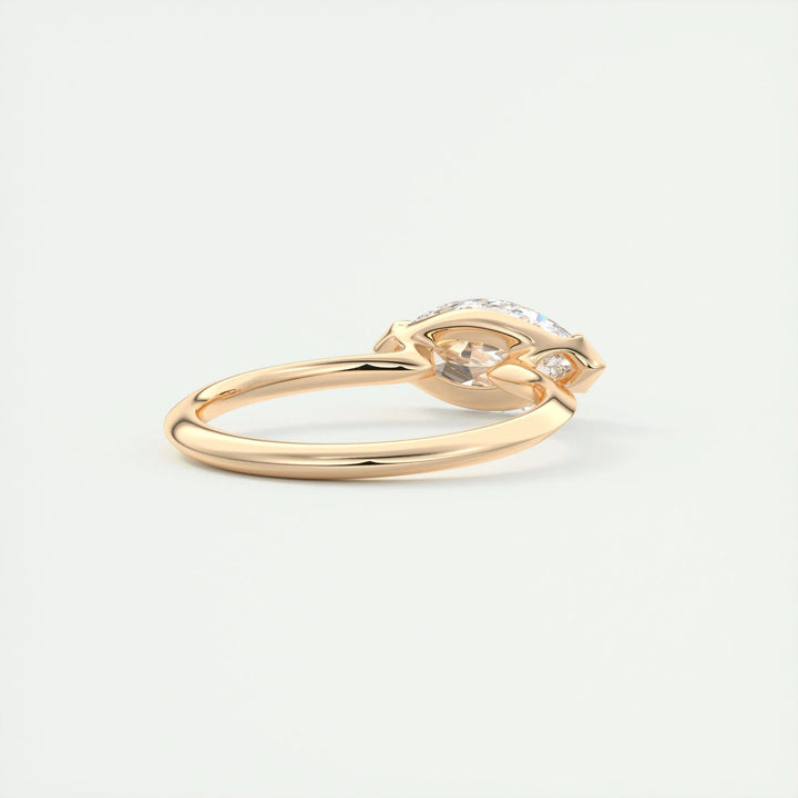 Marquise solitaire engagement ring viewed from the side