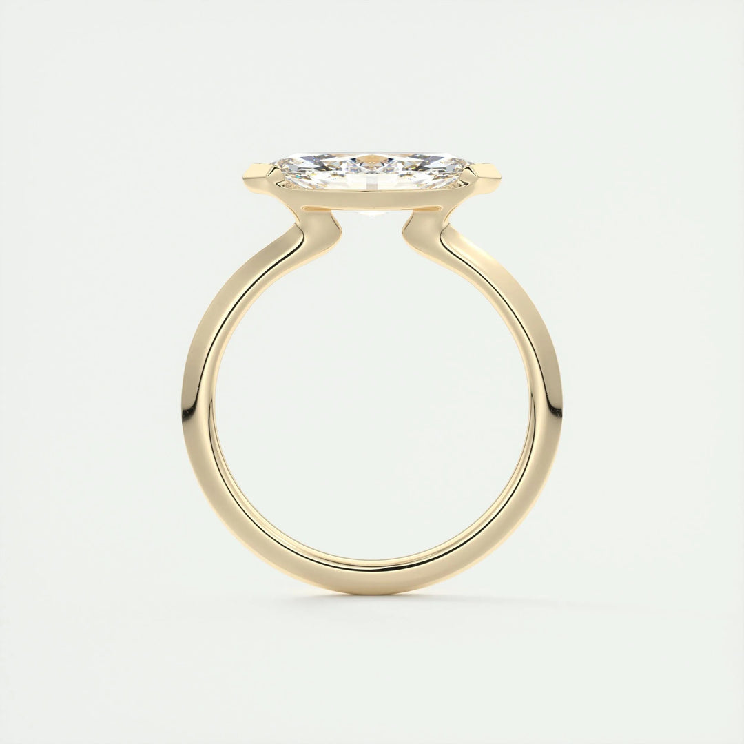 Marquise solitaire engagement ring close-up showing F-/VS1 diamond clarity