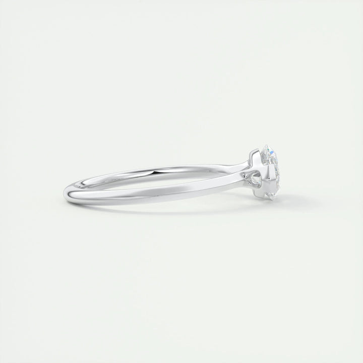 Fine craftsmanship detail on marquise solitaire engagement ring