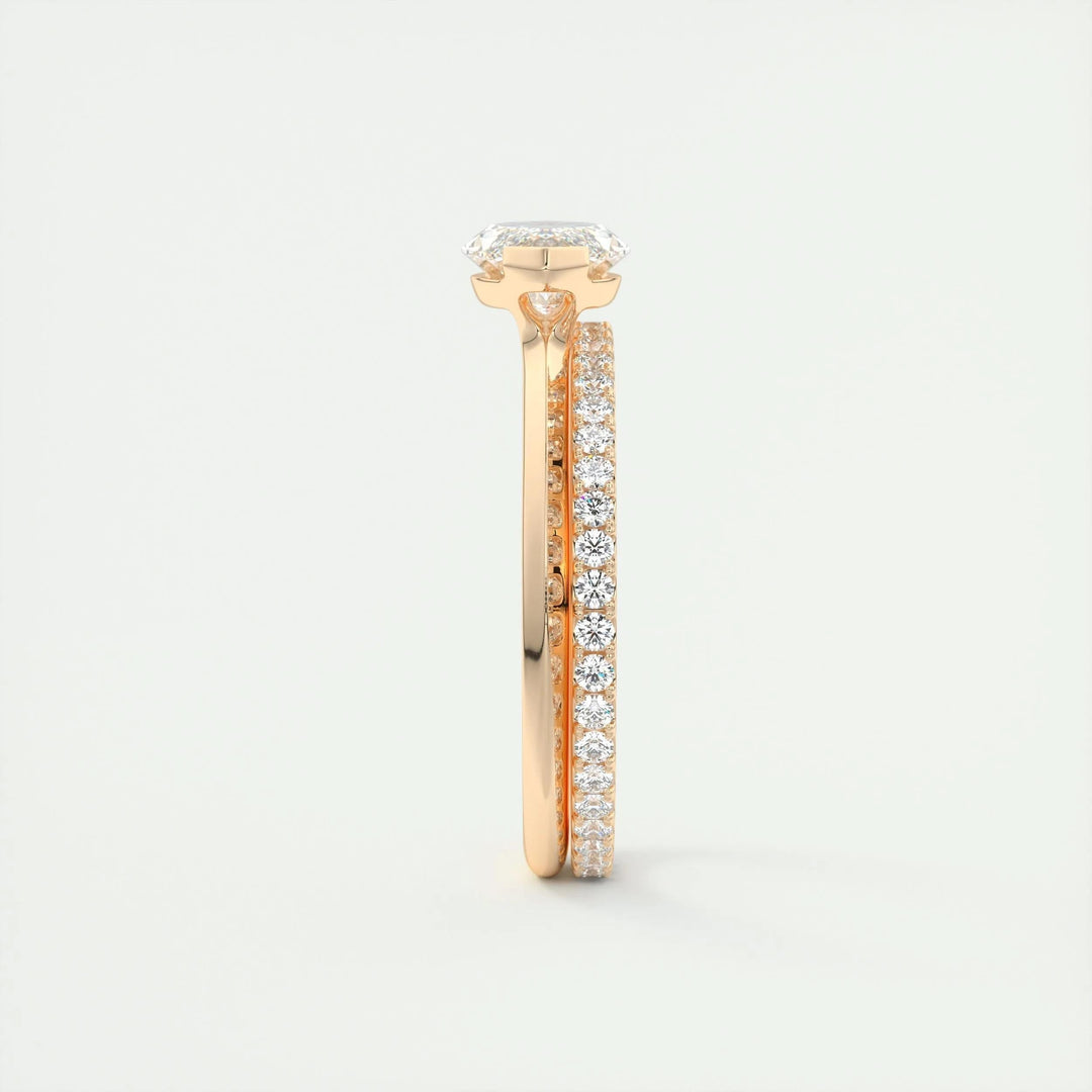 Side angle of marquise solitaire diamond engagement ring