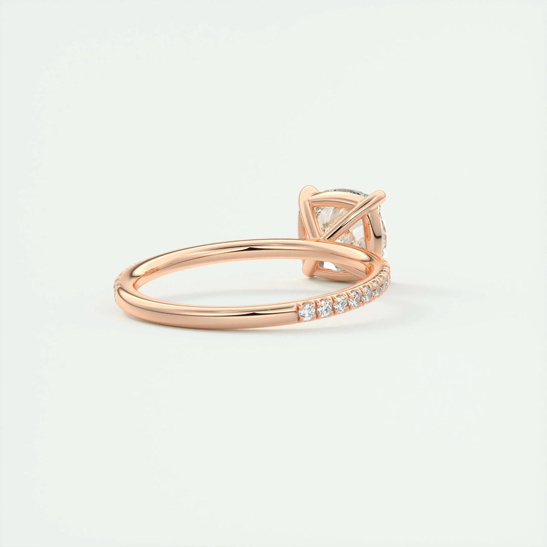 Cushion pave engagement ring with IGI certificate and packaging