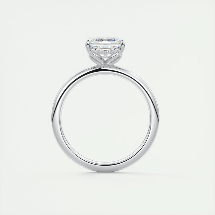 Asscher cut engagement ring side view showing band detail
