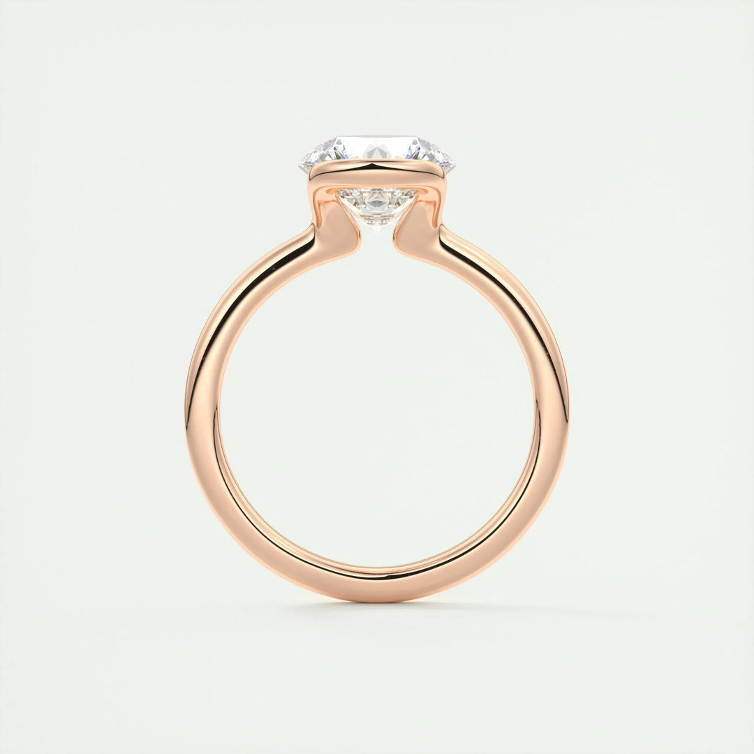 Certified round cut diamond featured in solitaire engagement ring