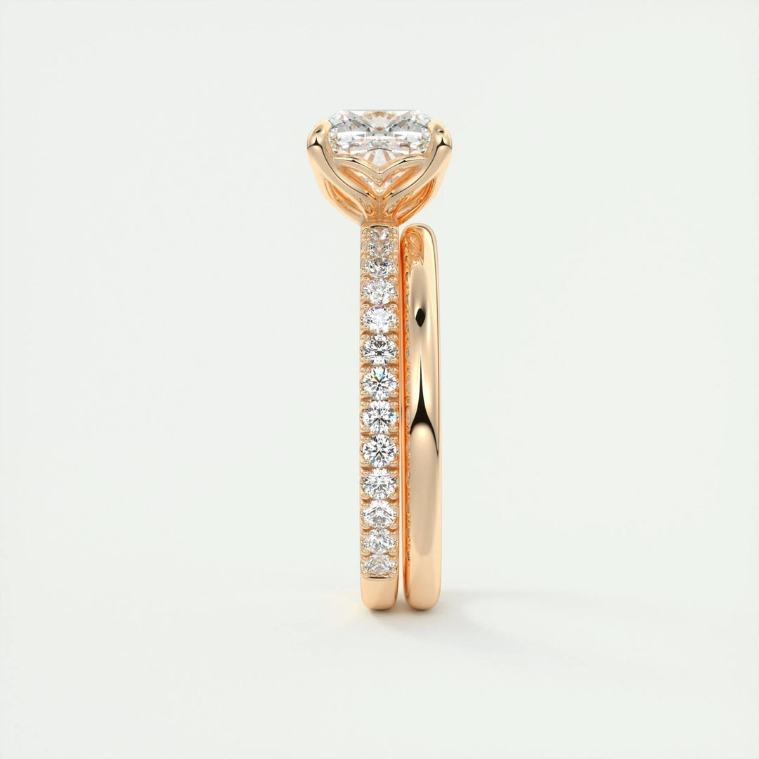 IGI certified cushion cut diamond in pave engagement ring setting