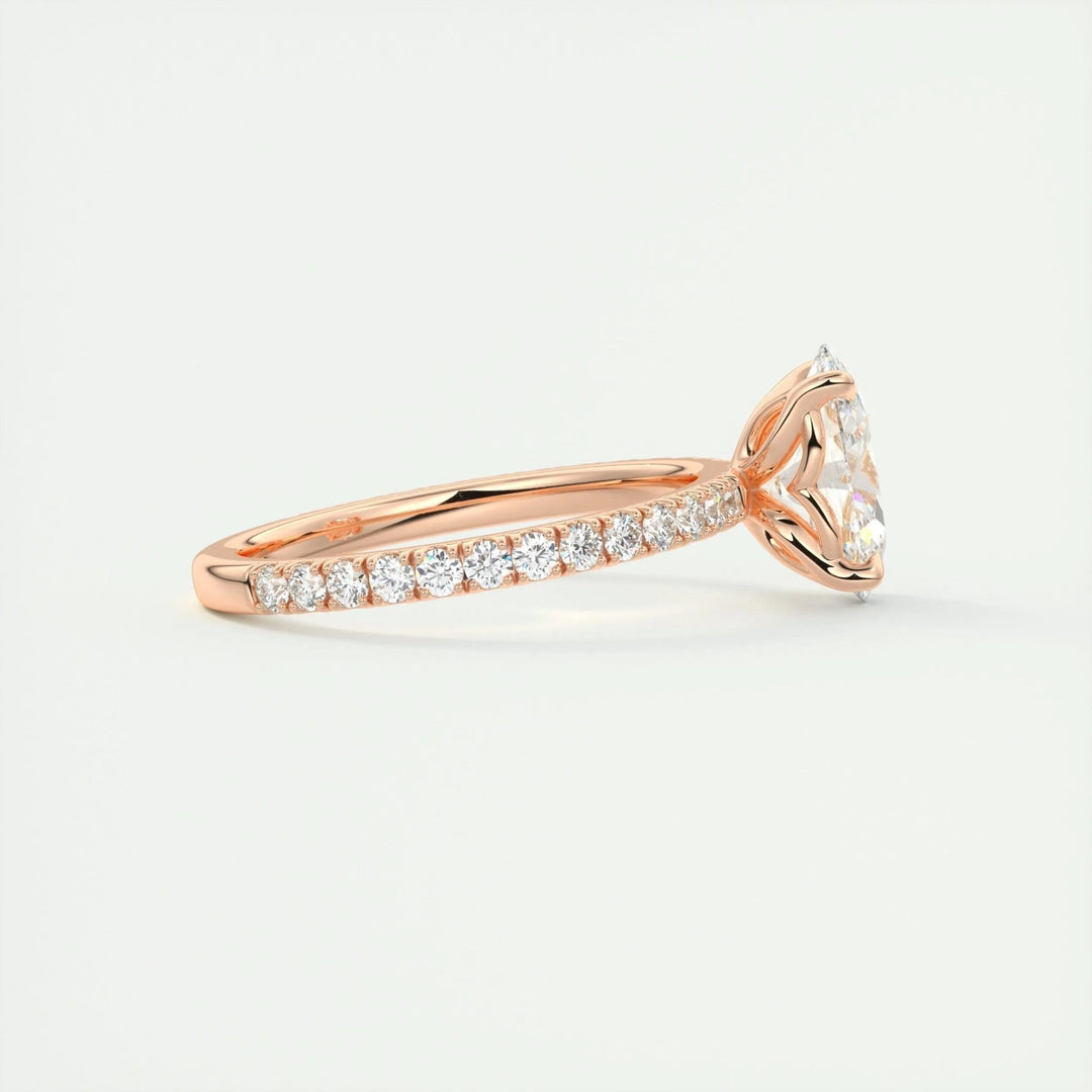 Oval pave engagement ring with certified lab grown diamond