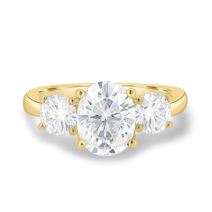 Oval cut engagement ring side view showing band detail