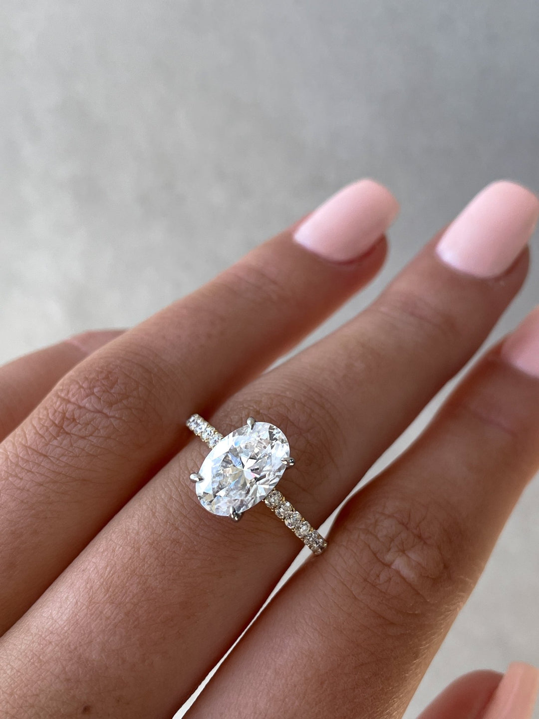 2.11CT oval hidden halo lab grown diamond engagement ring for sale