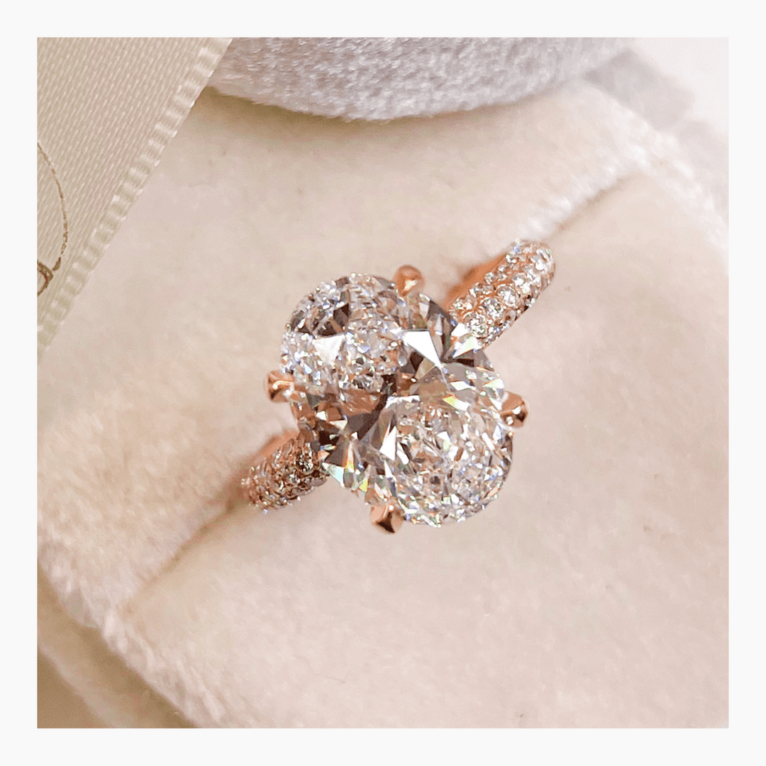 Discover oval hidden halo lab grown diamond engagement ring online