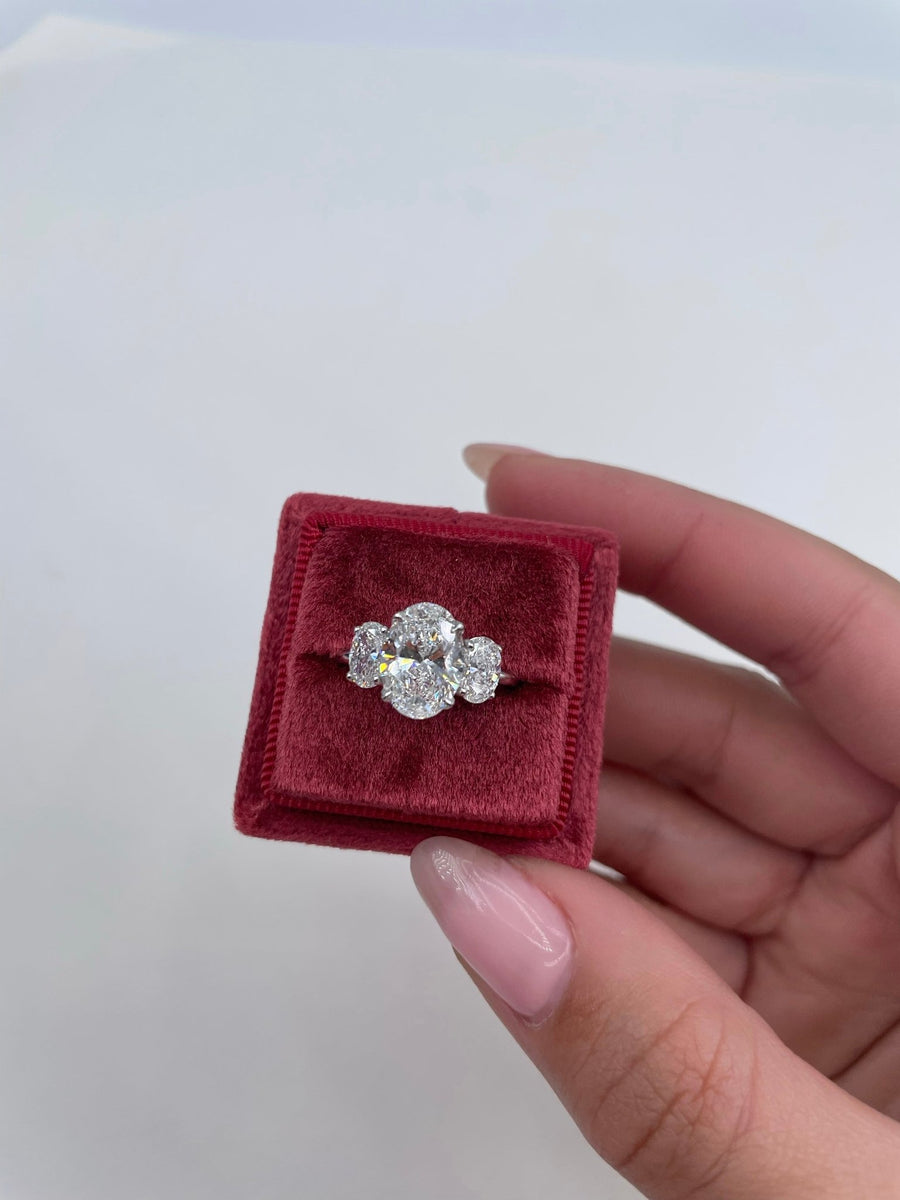 2.61CT oval three stone lab grown diamond engagement ring for sale