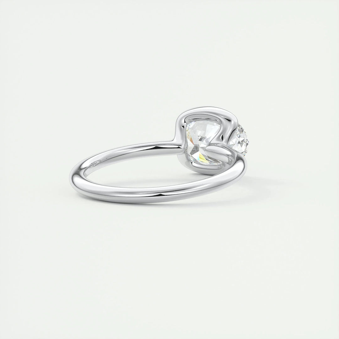 Oval bezel engagement ring with certified lab grown diamond