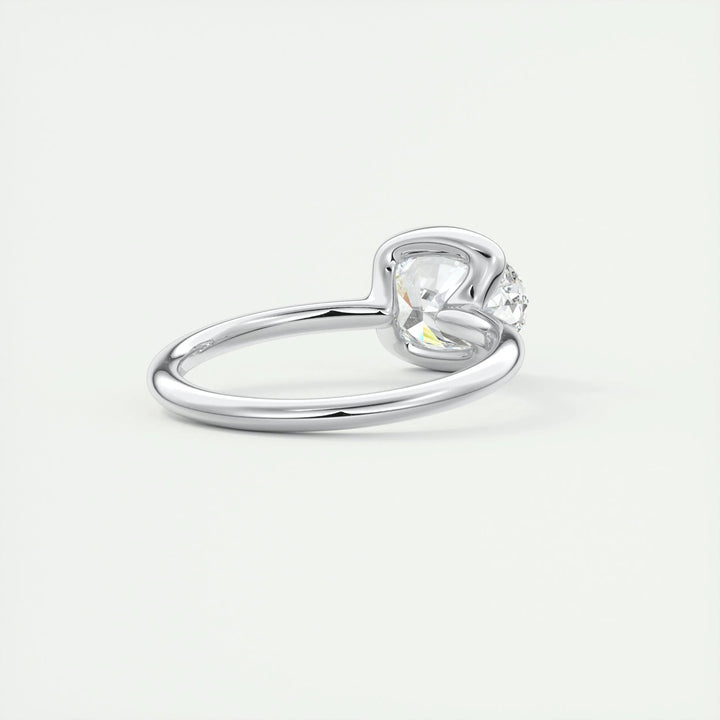 Oval bezel engagement ring with certified lab grown diamond