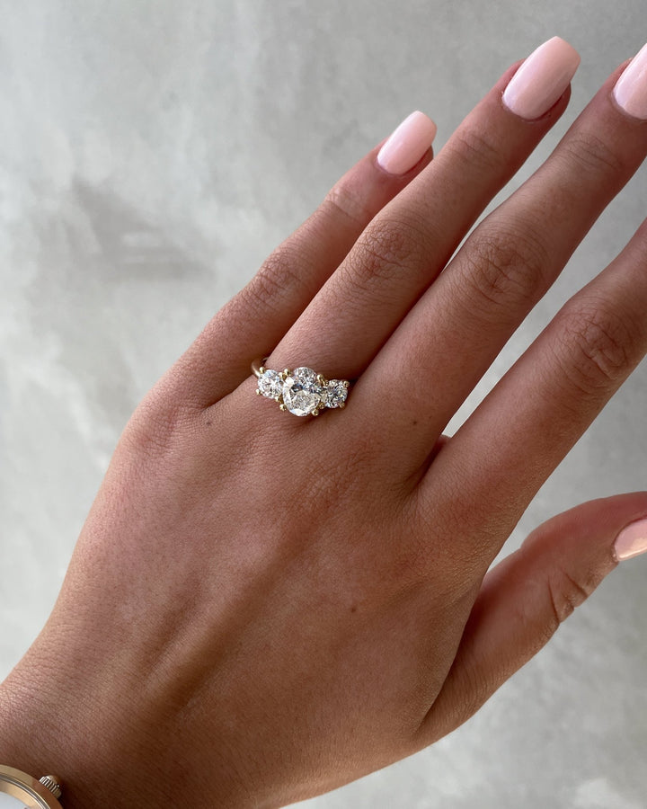 1.68CT oval three stone lab grown diamond engagement ring for sale