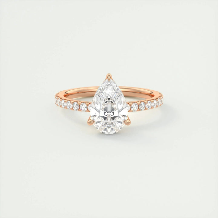 Pear pave engagement ring with brilliant diamond sparkle