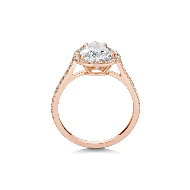 Pear pave lab grown diamond ring fitted on finger
