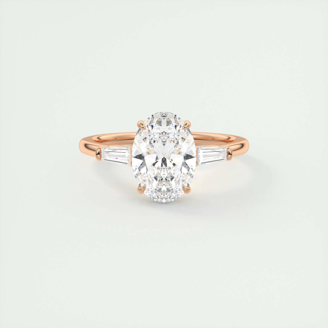 Shop oval cut three stone lab grown diamond engagement ring online