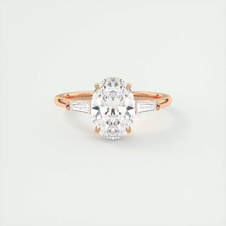 Shop oval cut three stone lab grown diamond engagement ring online