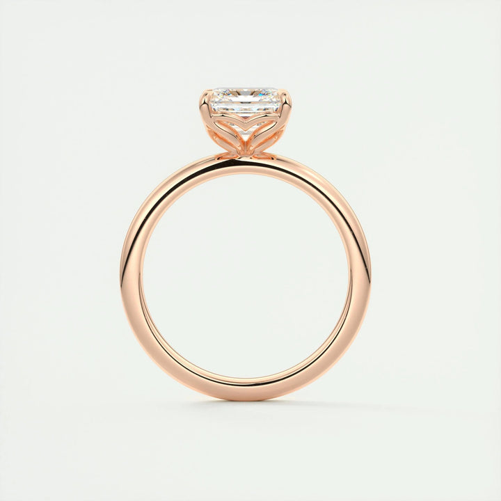 Lifestyle shot of asscher solitaire diamond ring on hand