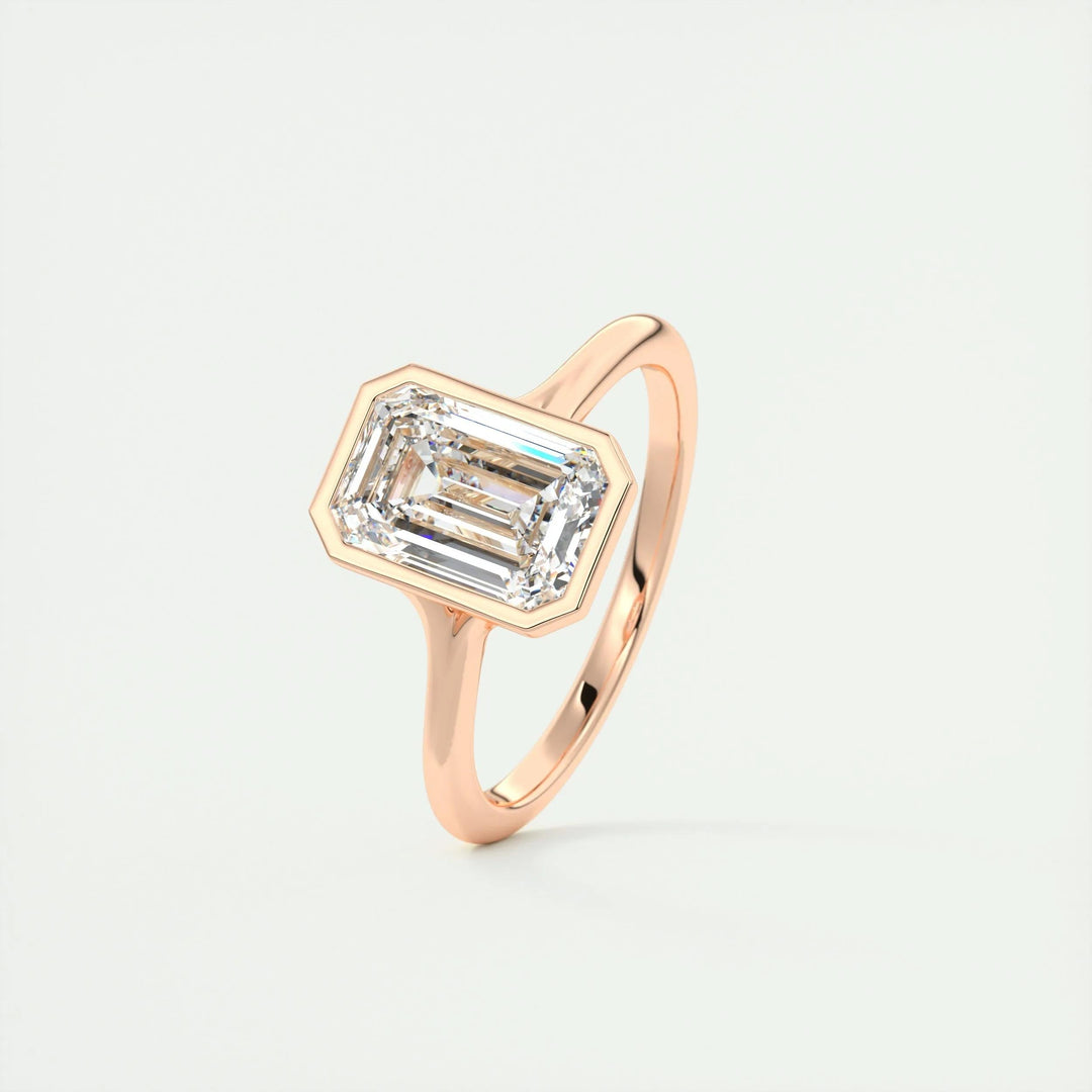 Shop emerald cut bezel lab grown diamond engagement ring online