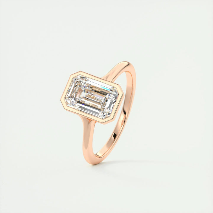 Shop emerald cut bezel lab grown diamond engagement ring online