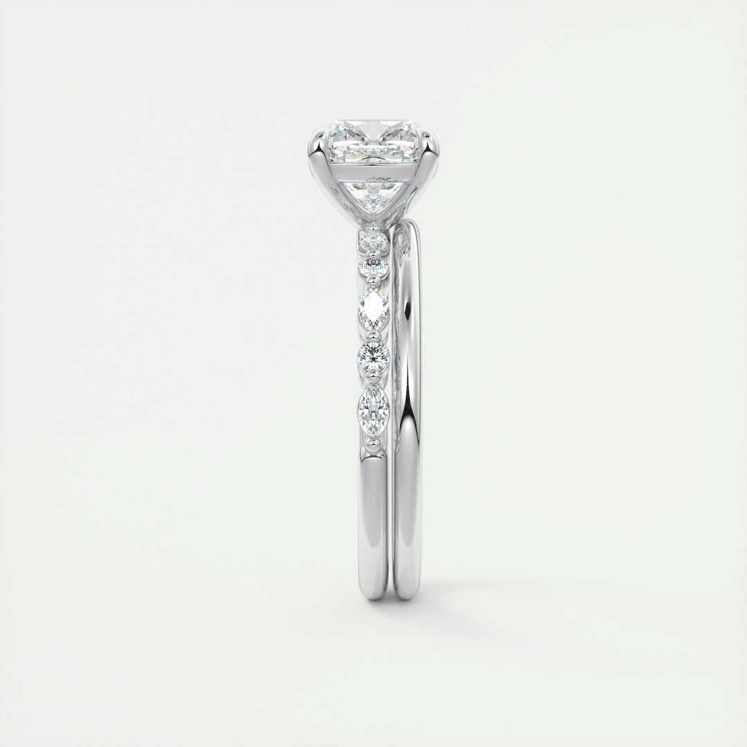 Fine craftsmanship detail on cushion solitaire engagement ring