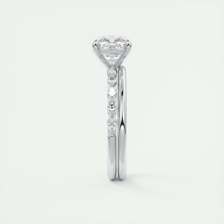 Fine craftsmanship detail on cushion solitaire engagement ring