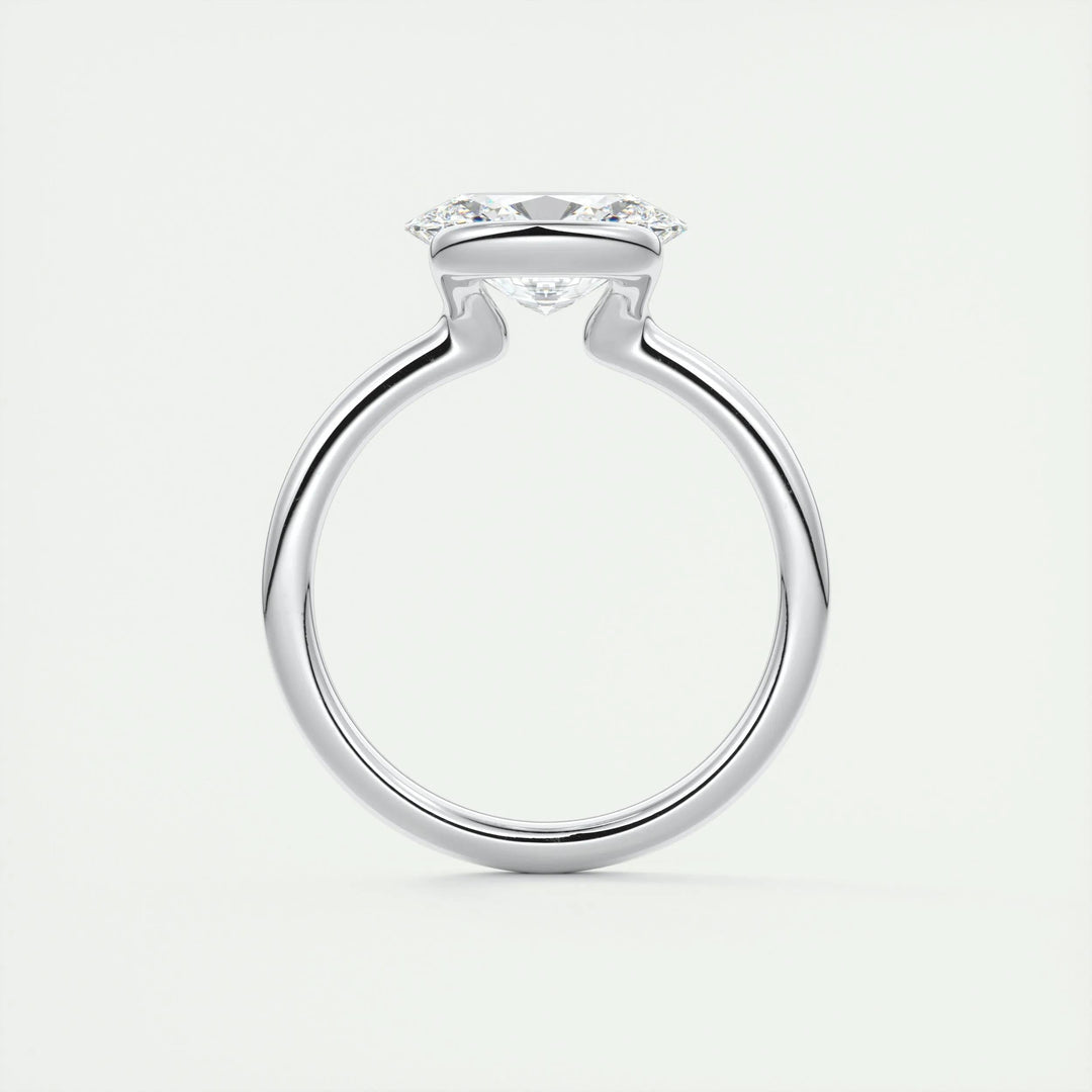 Oval bezel diamond engagement ring available in multiple metals