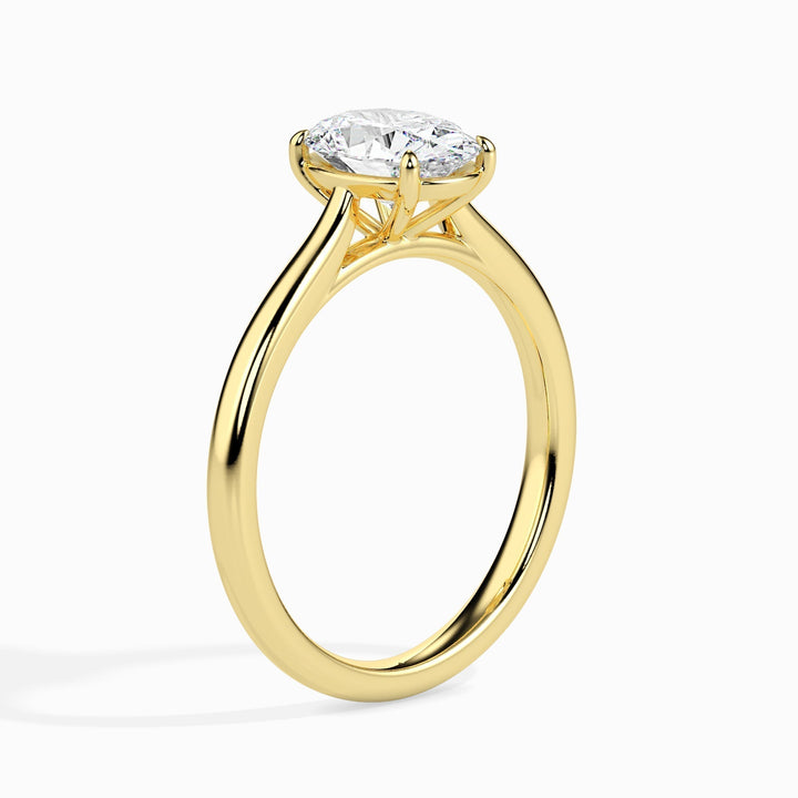 Oval cut engagement ring side view showing band detail