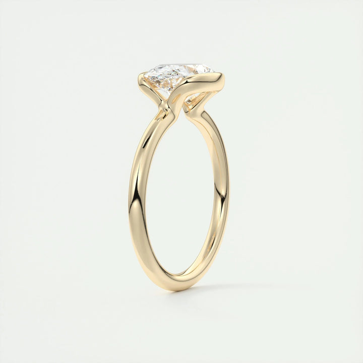 Oval bezel lab grown diamond ring in jewelry gift box