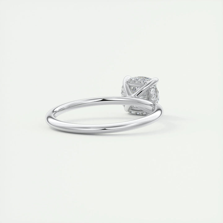 Top-down view of cushion cut hidden halo engagement ring