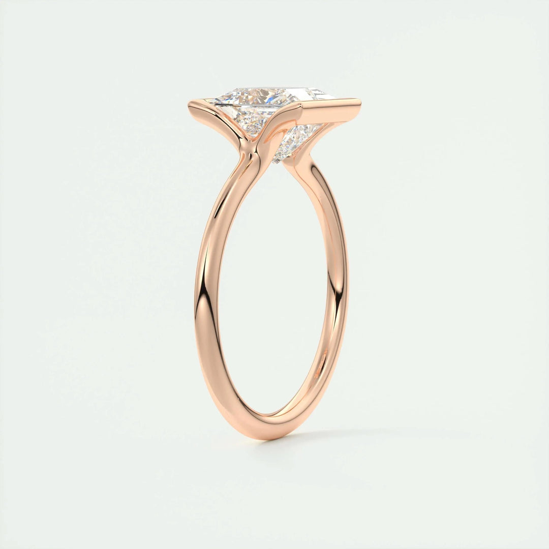 Princess solitaire engagement ring close-up showing high clarity diamond clarity
