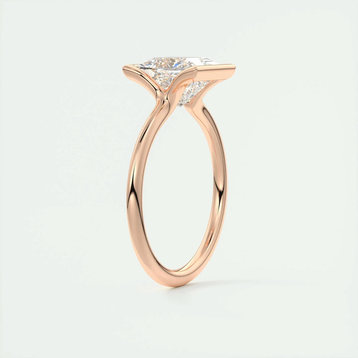 Princess solitaire engagement ring close-up showing high clarity diamond clarity