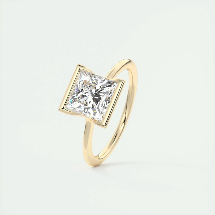 Handcrafted princess cut solitaire lab grown diamond engagement ring