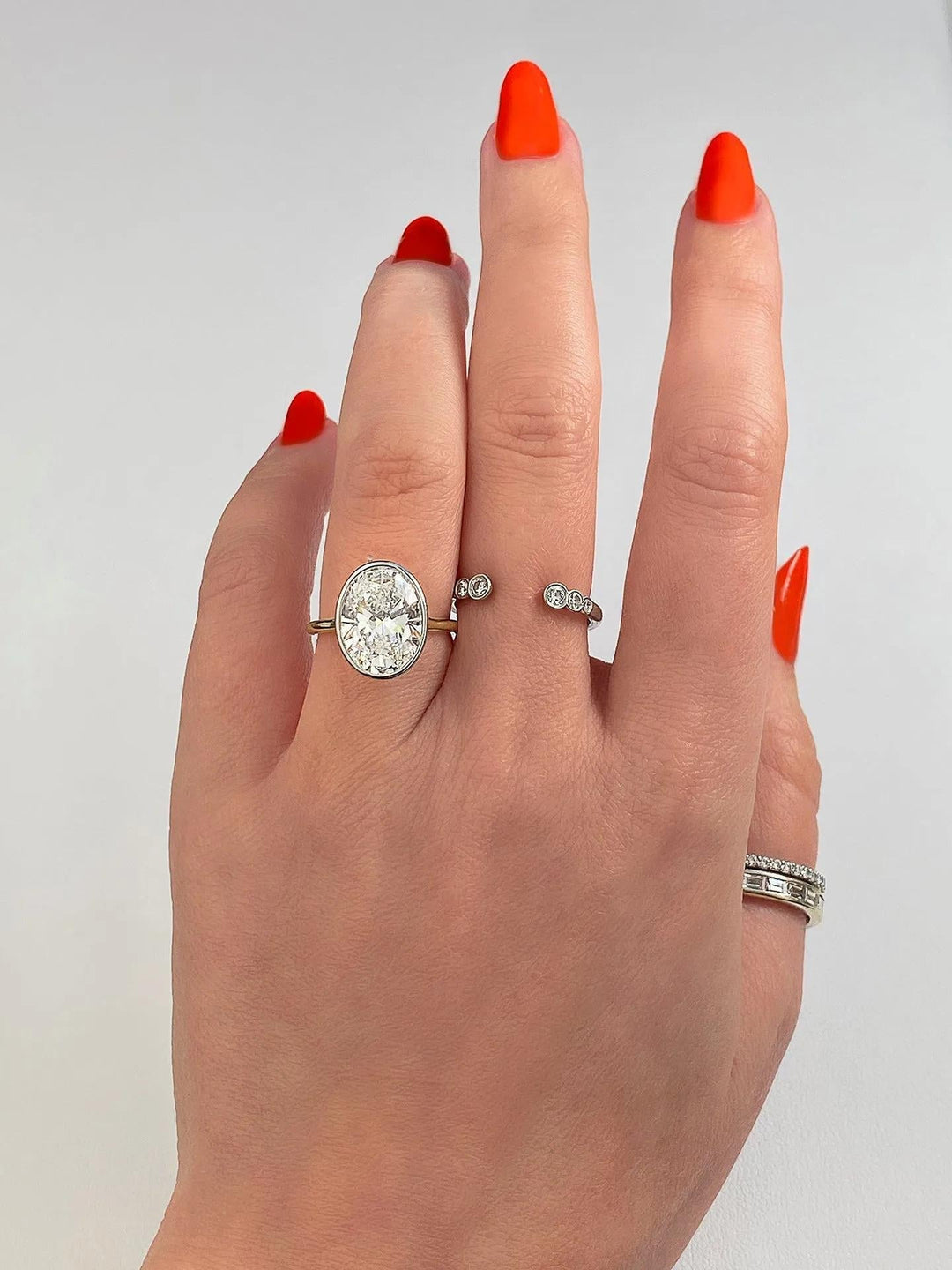 Premium oval cut bezel engagement ring crafted in solid gold