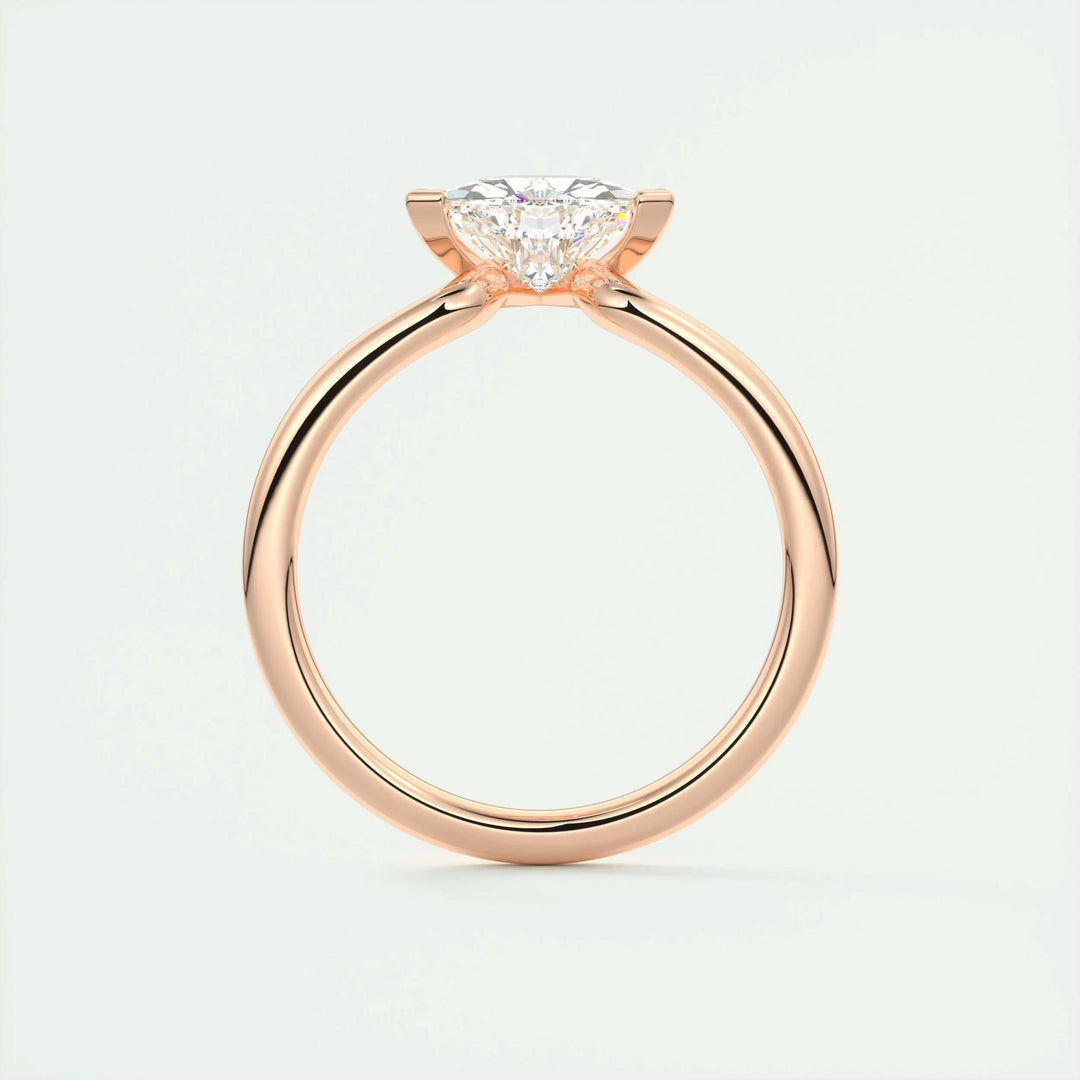 Top-down view of trillion cut solitaire engagement ring