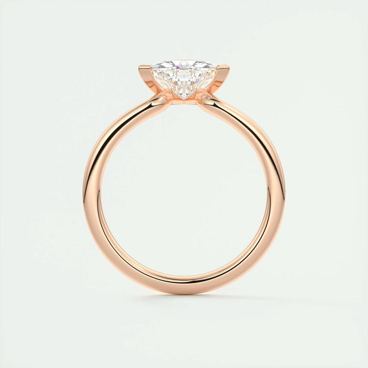 Top-down view of trillion cut solitaire engagement ring