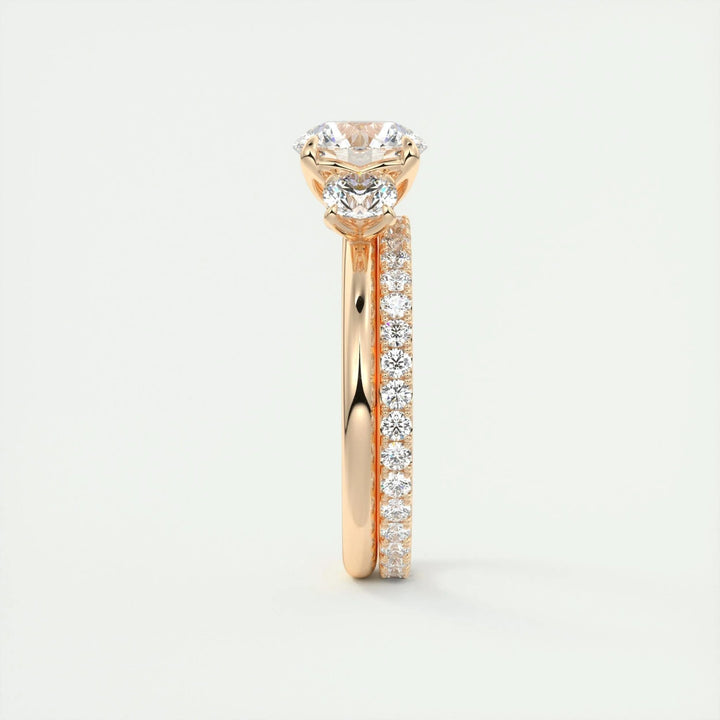 Round cut diamond ring worn on hand